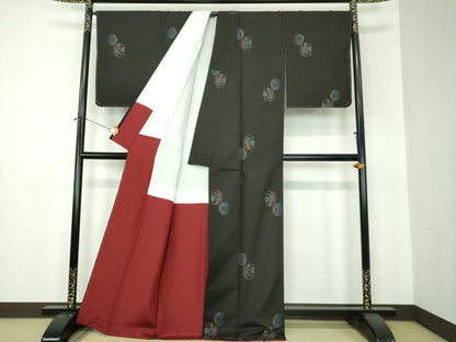 平和屋着物●本場大島紬　9マルキ　地空　笹竹丸文　正絹　逸品　未使用　DABF7245ps