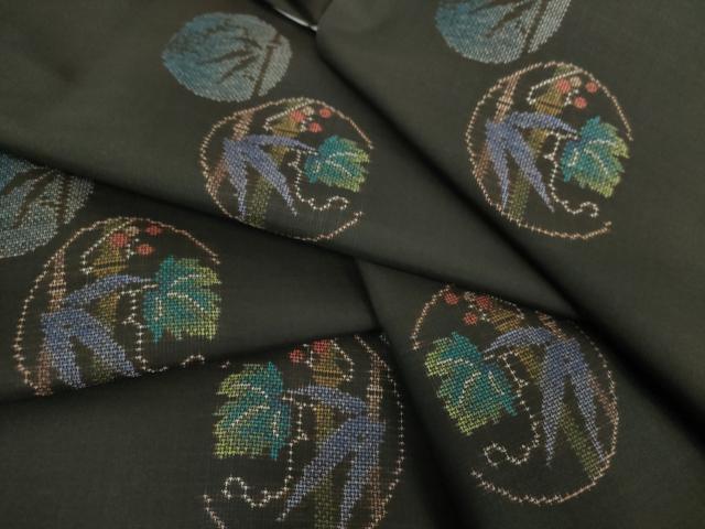 平和屋着物●本場大島紬　9マルキ　地空　笹竹丸文　正絹　逸品　未使用　DABF7245ps