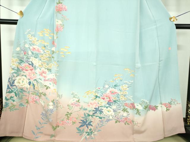 平和屋着物●本加賀友禅作家　前川哲　訪問着　草花文　暈し染め　正絹　逸品　DABF7246ps