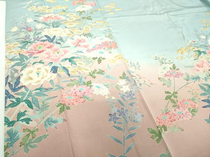 平和屋着物●本加賀友禅作家　前川哲　訪問着　草花文　暈し染め　正絹　逸品　DABF7246ps