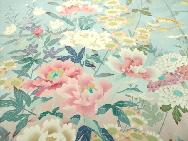 平和屋着物●本加賀友禅作家　前川哲　訪問着　草花文　暈し染め　正絹　逸品　DABF7246ps