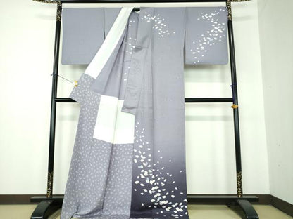 平和屋着物●訪問着　背抜き仕立て　舞桜　暈し染め　ロング丈　正絹　逸品　DABF7247ps