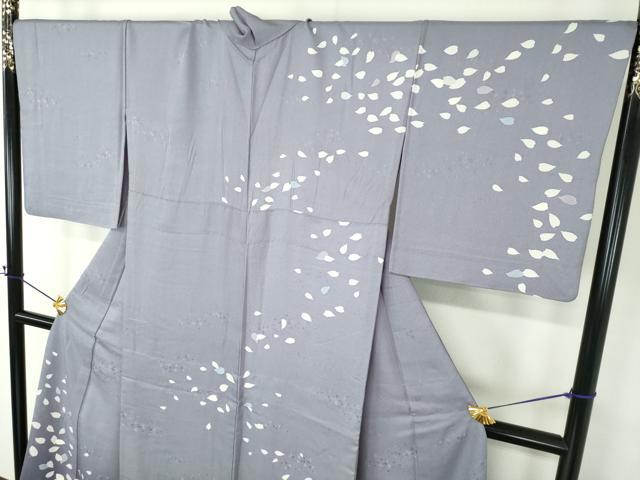 平和屋着物●訪問着　背抜き仕立て　舞桜　暈し染め　ロング丈　正絹　逸品　DABF7247ps