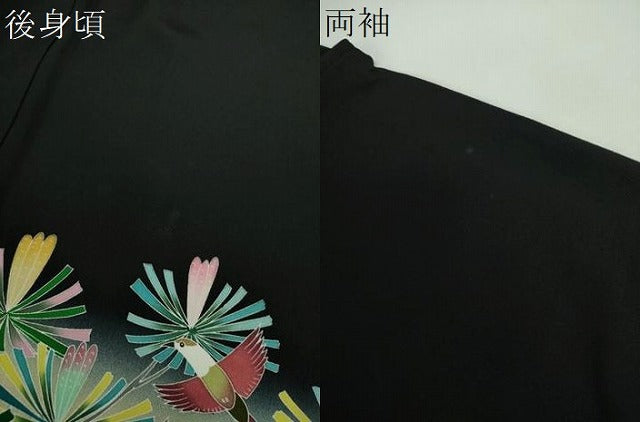 平和屋着物●京加賀友禅　百貫達雄　黒留袖　群れ鳥　松文　暈し染め　正絹　逸品　未使用　DABF7250ps