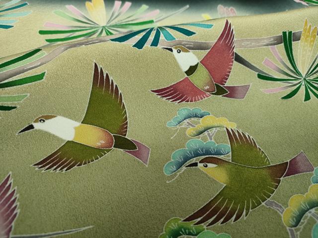 平和屋着物●京加賀友禅　百貫達雄　黒留袖　群れ鳥　松文　暈し染め　正絹　逸品　未使用　DABF7250ps