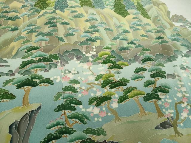 平和屋着物●本加賀友禅作家　堀哲也　色留袖　松竹梅　水辺風景　暈し染め　正絹　逸品　DABF7252ps
