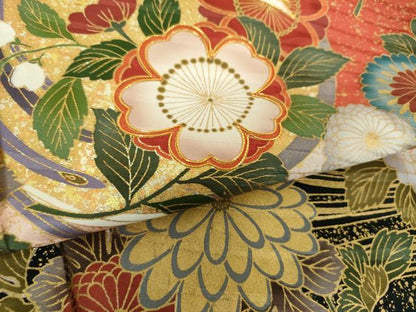 平和屋着物●豪華振袖　駒刺繍　流水鳳凰花文　暈し染め　金彩　正絹　逸品　DABF7253ps