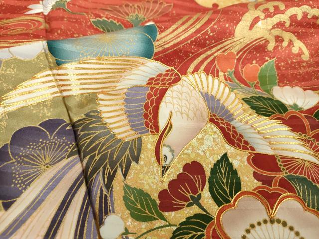 平和屋着物●豪華振袖　駒刺繍　流水鳳凰花文　暈し染め　金彩　正絹　逸品　DABF7253ps