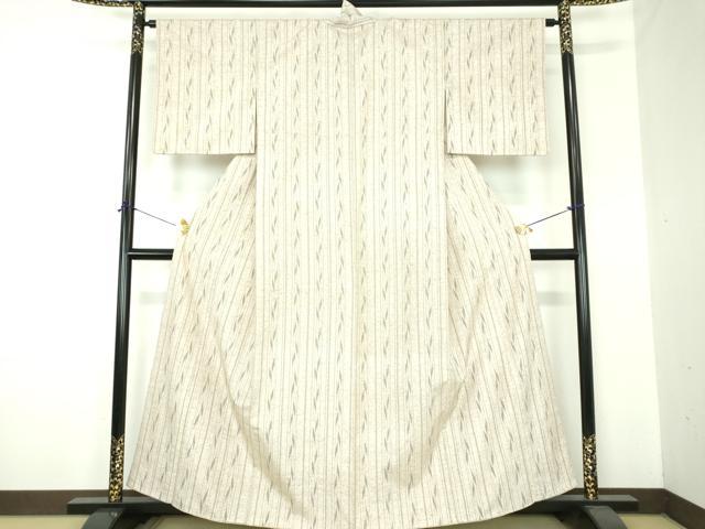平和屋着物●伝統工芸士　七代目　吉澤与市　本場越後　ぜんまい紬　間道　証紙付き　正絹　逸品　DABF7258ps