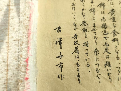 平和屋着物●伝統工芸士　七代目　吉澤与市　本場越後　ぜんまい紬　間道　証紙付き　正絹　逸品　DABF7258ps