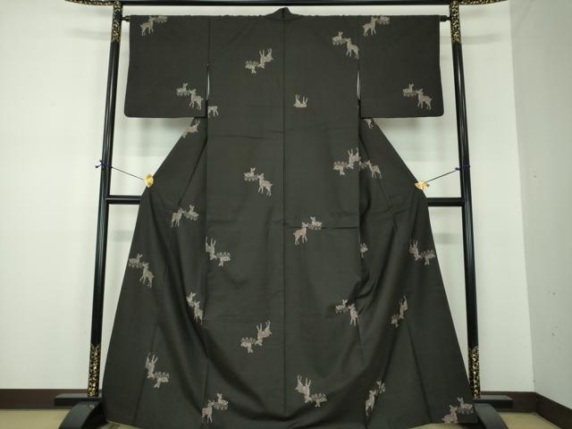 平和屋着物●本場大島紬　9マルキ　地空　鹿花文　やまと誂製　正絹　逸品　DABF7260ps