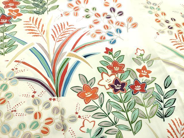 平和屋着物●訪問着　刺繍　草花文　金彩　正絹　逸品　DABF7261ps