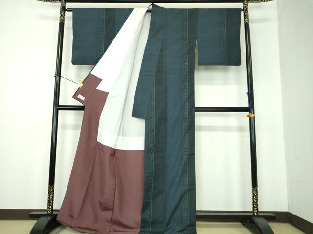 平和屋着物●結城眞綿紬　100亀甲　菱間道　やまと誂製　藤貫謹製　証紙付き　正絹　逸品　DABF7262ps