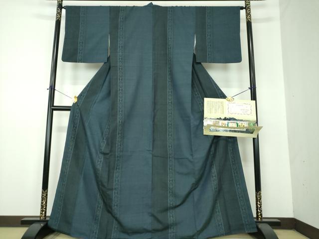 平和屋着物●結城眞綿紬　100亀甲　菱間道　やまと誂製　藤貫謹製　証紙付き　正絹　逸品　DABF7262ps