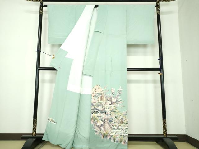 平和屋着物●本加賀友禅作家　染元千紅代表　寺西一紘　訪問着　風景花文　亀　さが美扱い　正絹　逸品　未使用　DABF7264ps