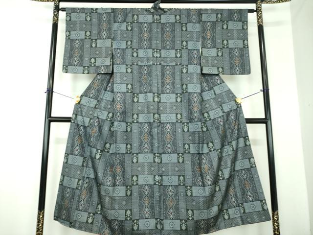 平和屋着物●本場大島紬　割り込み絣　飾花文　正絹　逸品　未使用　DABF7265ps