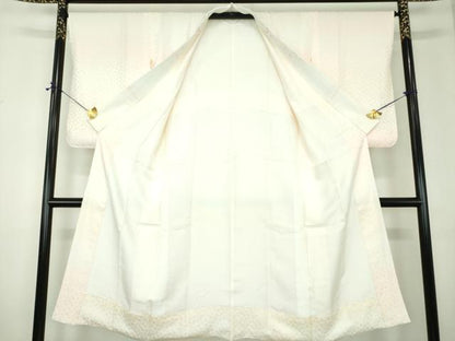 平和屋着物●上質な長襦袢　袷　半衿刺繍　舞桜地紋　暈し染め　反端付き　正絹　逸品　DABF7267ps