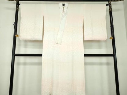 平和屋着物●上質な長襦袢　袷　半衿刺繍　舞桜地紋　暈し染め　反端付き　正絹　逸品　DABF7267ps