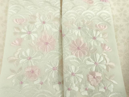 平和屋着物●上質な長襦袢　袷　半衿刺繍　舞桜地紋　暈し染め　反端付き　正絹　逸品　DABF7267ps