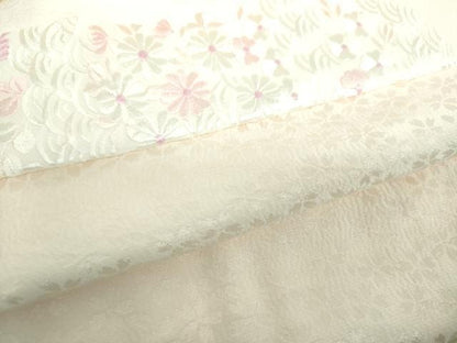 平和屋着物●上質な長襦袢　袷　半衿刺繍　舞桜地紋　暈し染め　反端付き　正絹　逸品　DABF7267ps