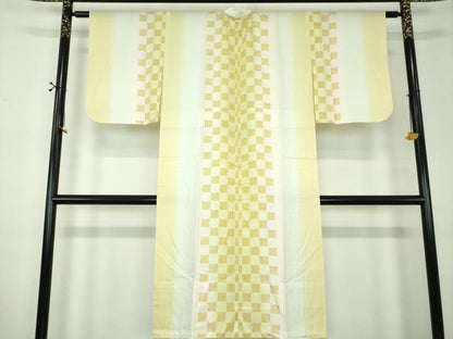 平和屋着物●上質な長襦袢　単衣　鹿の子市松文様　暈し染め　正絹　逸品　DABF7269ps
