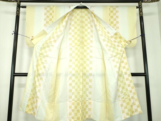 平和屋着物●上質な長襦袢　単衣　鹿の子市松文様　暈し染め　正絹　逸品　DABF7269ps