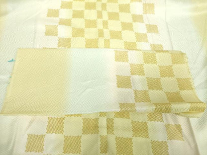 平和屋着物●上質な長襦袢　単衣　鹿の子市松文様　暈し染め　正絹　逸品　DABF7269ps