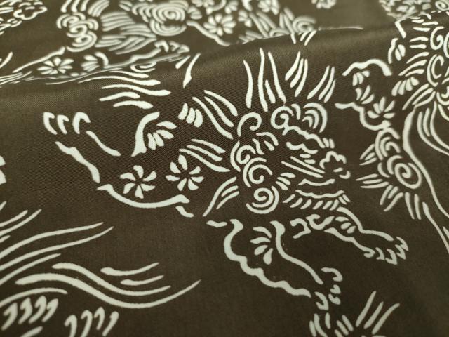 平和屋着物●男性　長襦袢　袷　唐獅子　正絹　逸品　DABF7270ps