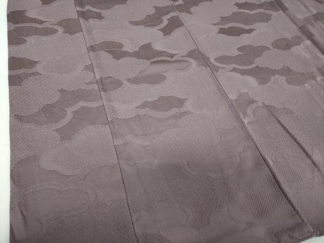 平和屋着物●上質な色無地　雲重ね地紋　紫鼠色　正絹　逸品　DABF7272ps