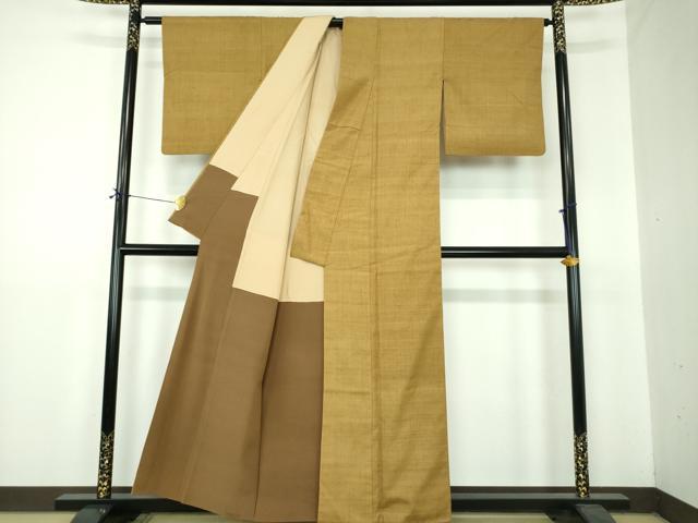 平和屋着物●上質な紬　桑茶色　正絹　逸品　DABF7273ps