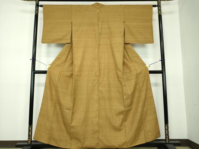 平和屋着物●上質な紬　桑茶色　正絹　逸品　DABF7273ps