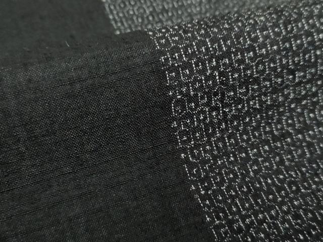 平和屋着物●結城紬　100亀甲　間道　黒地　正絹　逸品　DABF7274ps