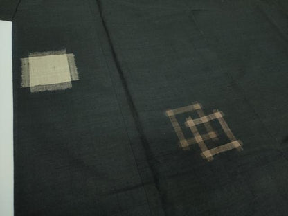 平和屋着物●訪問着　紬地　吉祥文　黒地　正絹　逸品　DABF7278ps