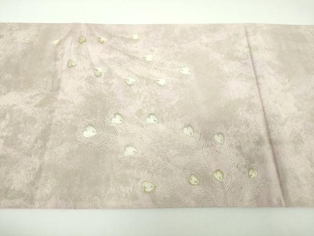平和屋着物▼太鼓柄袋帯　総刺繍　孔雀文　金銀糸　引箔　正絹　逸品　DABF7291ps