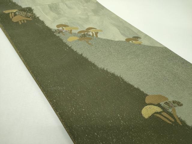 平和屋着物▼太鼓柄袋帯　作家物　螺鈿箔　老松　銀糸　金彩　正絹　逸品　DABF7334ps