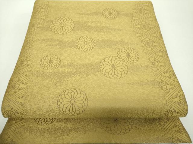 平和屋着物▼六通柄袋帯　紹巴　君子菊　金糸　正絹　逸品　未使用　DABF7340ps