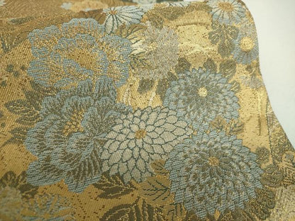 平和屋着物▼六通柄袋帯　地紙花文　金糸　正絹　逸品　未使用　DABF7345ps