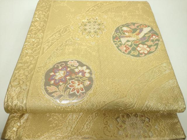 平和屋着物▼両面　六通柄袋帯　九百錦　鏡華　金銀糸　正絹　逸品　DABF7353ps