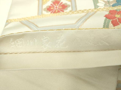 平和屋着物▼六通柄　本袋帯　細川家花の丸文　金糸　正絹　逸品　DABF7357ps