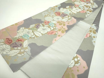 平和屋着物▼六通柄袋帯　辻が花　金銀糸　正絹　逸品　DABF7360ps
