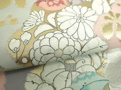 平和屋着物▼六通柄袋帯　辻が花　金銀糸　正絹　逸品　DABF7360ps