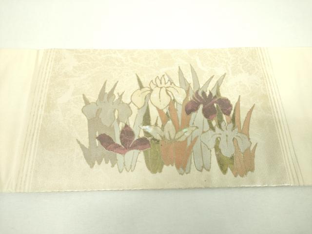 平和屋着物▼九寸名古屋帯　螺鈿箔　杜若　金銀彩　正絹　逸品　DABF7371ps