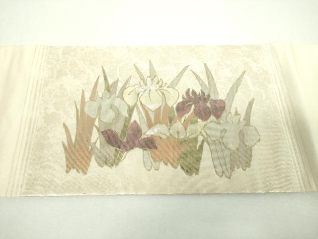 平和屋着物▼九寸名古屋帯　螺鈿箔　杜若　金銀彩　正絹　逸品　DABF7371ps