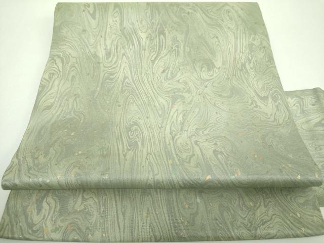平和屋着物▼九寸名古屋帯　墨流し文様　金彩　正絹　逸品　DABF7373ps