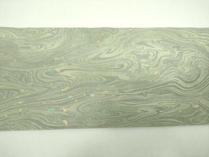 平和屋着物▼九寸名古屋帯　墨流し文様　金彩　正絹　逸品　DABF7373ps