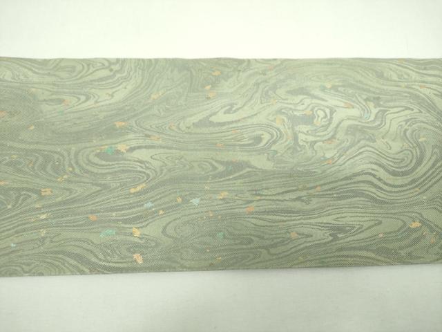 平和屋着物▼九寸名古屋帯　墨流し文様　金彩　正絹　逸品　DABF7373ps