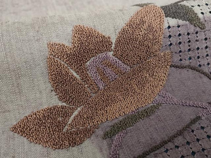 平和屋着物▼中国三大刺繍 スワトウ相良刺繍 汕頭相良刺繍 総刺繍 九寸名古屋帯 紬地 流水花文 正絹 逸品 DABF7379ps