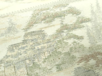 平和屋着物●小千谷紬　100亀甲　風景花文　正絹　逸品　DABF7385ps