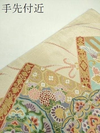 平和屋着物▼六通柄袋帯　唐織　正倉院絵巻鳳凰　金銀糸　正絹　逸品　DABF7419ps