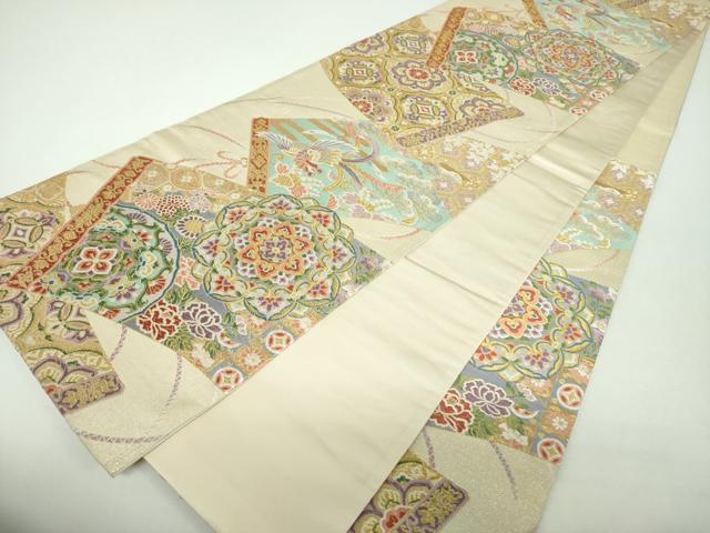 平和屋着物▼六通柄袋帯　唐織　正倉院絵巻鳳凰　金銀糸　正絹　逸品　DABF7419ps